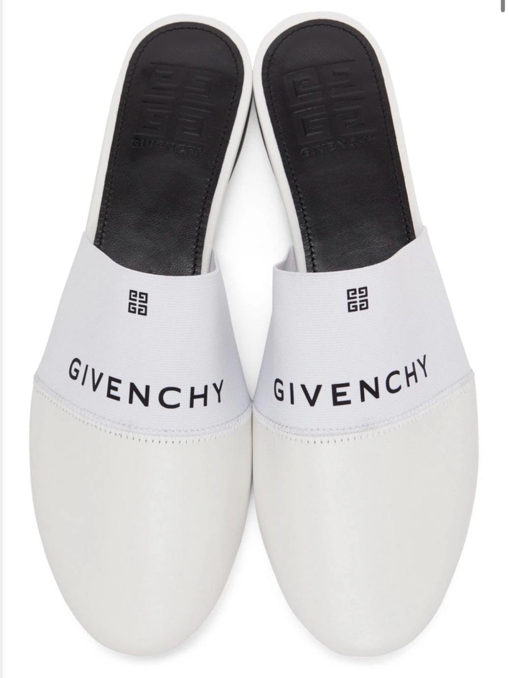 Givenchy White Logo Slide Mules